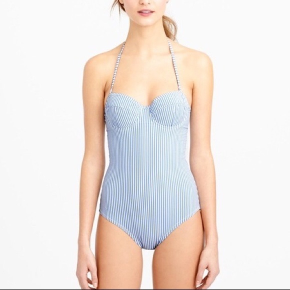 NWT JCREW Seersucker Swimsuit (Convertible/Removable Straps)